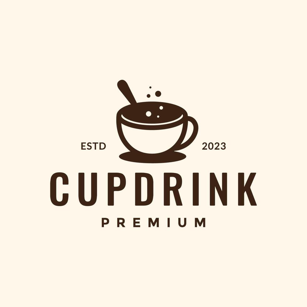 caliente bebida café chocolate taza vaso sencillo hipster Clásico estilo logo diseño vector icono ilustración