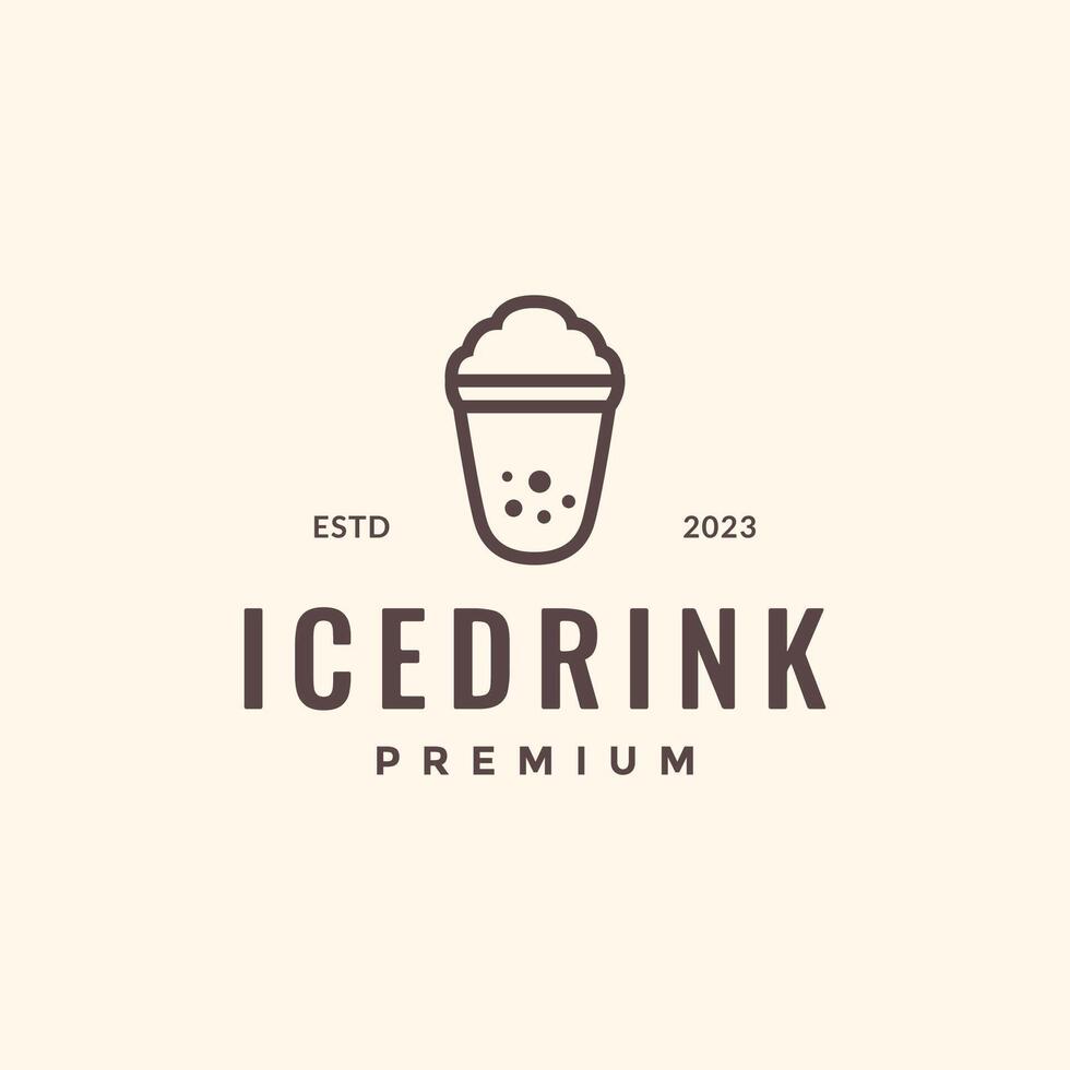 fresh drink bubble foam juice simple line style minimal taste hipster logo design vector icon illustration