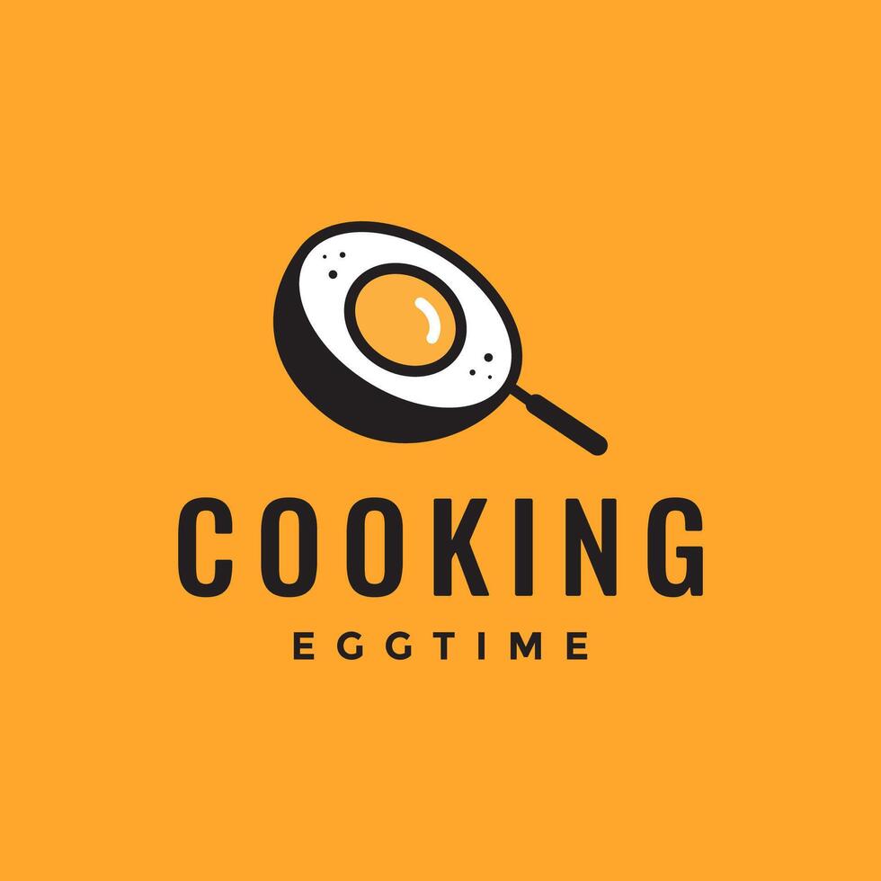 egg sunny side up cuisine cooking pan simple food taste logo design vector icon illustration