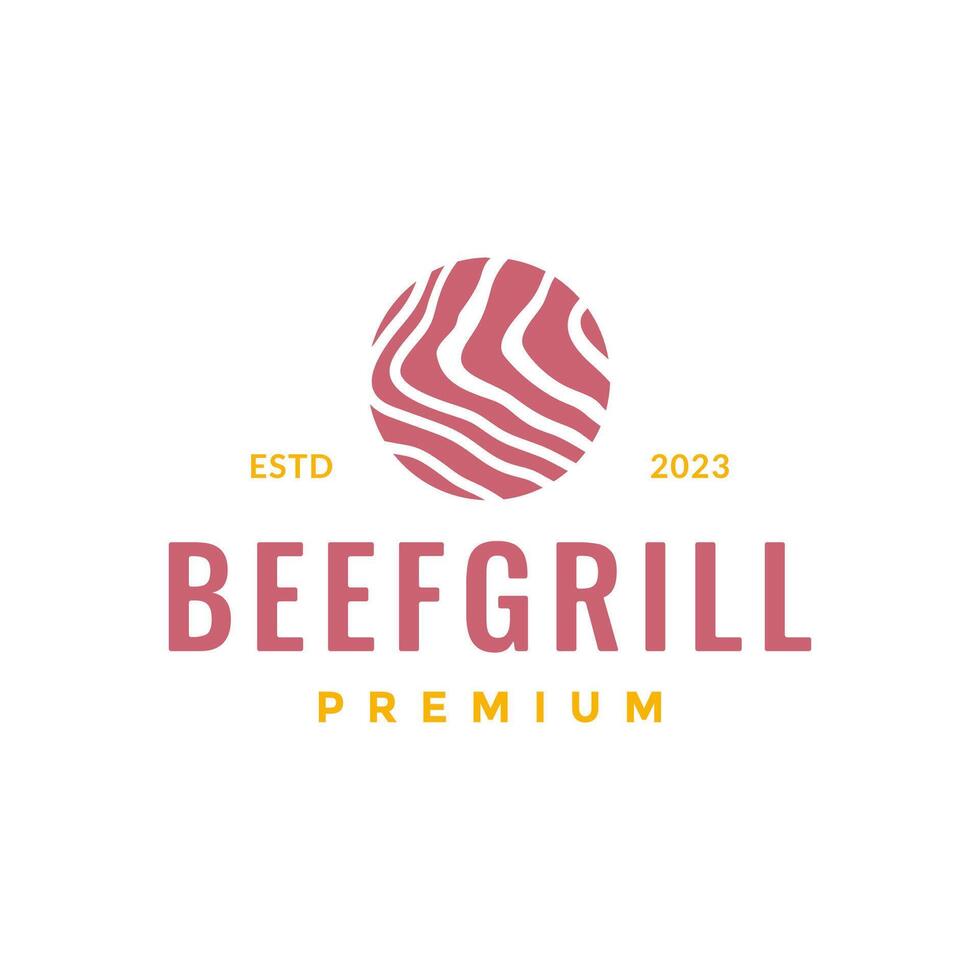 meat beef texture marble quality simple colorful circle logo design vector icon illustration