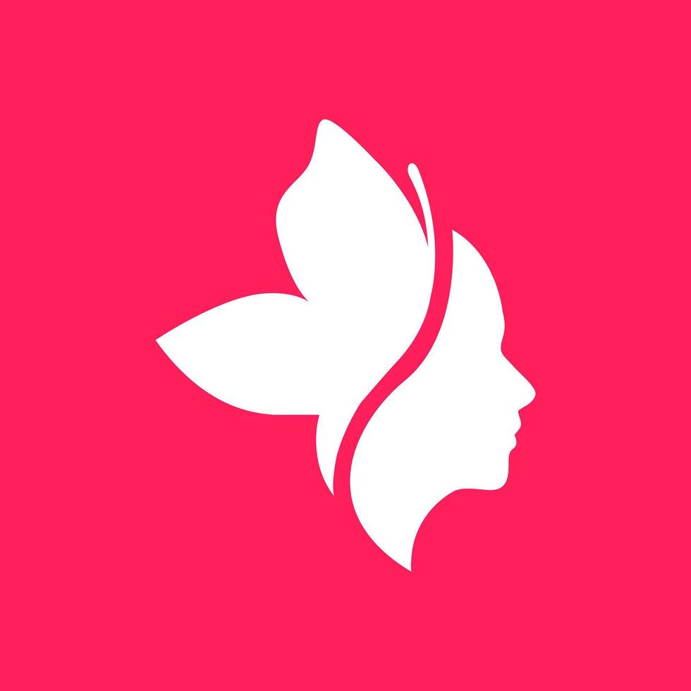 feminine women with butterfly isolated mascot clean modern beauty simple minimalist flat logo design vector icon illustration