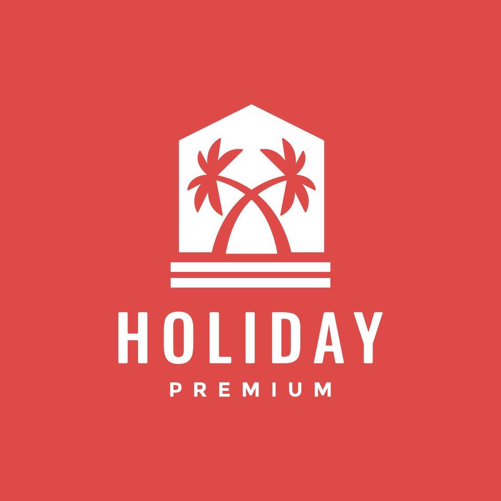 house with coconut trees modern minimalist clean flat simple logo design vector icon illustration