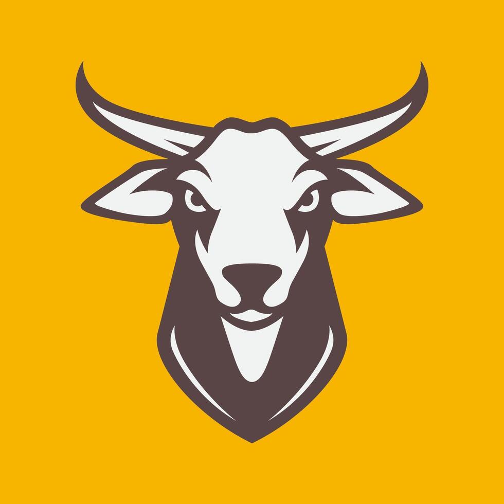 cow head portrait livestock beef meat mascot cartoon character sticker logo design vector icon illustration