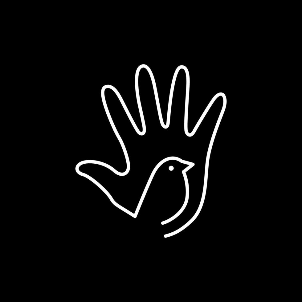 hand saying hello bird lines style minimalist clean simple logo design vector icon illustration