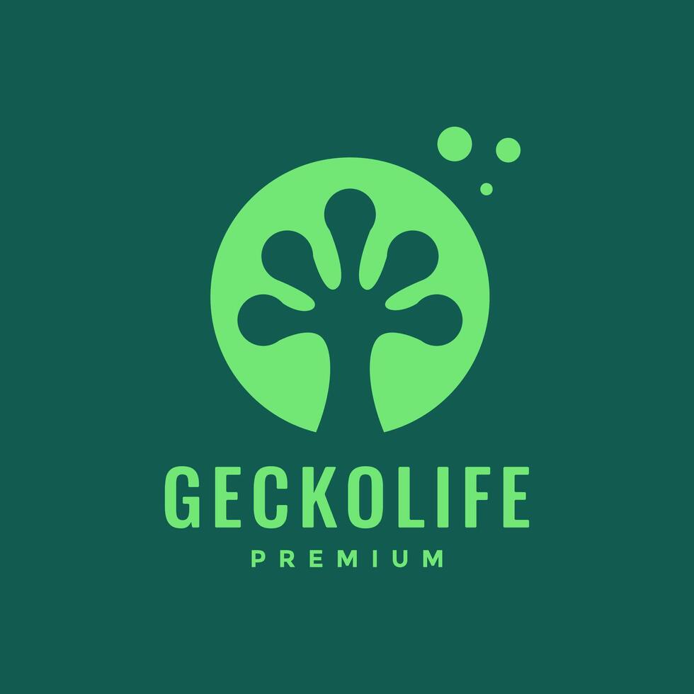 gecko food paw modern minimal mascot circle simple clean logo design vector icon illustration