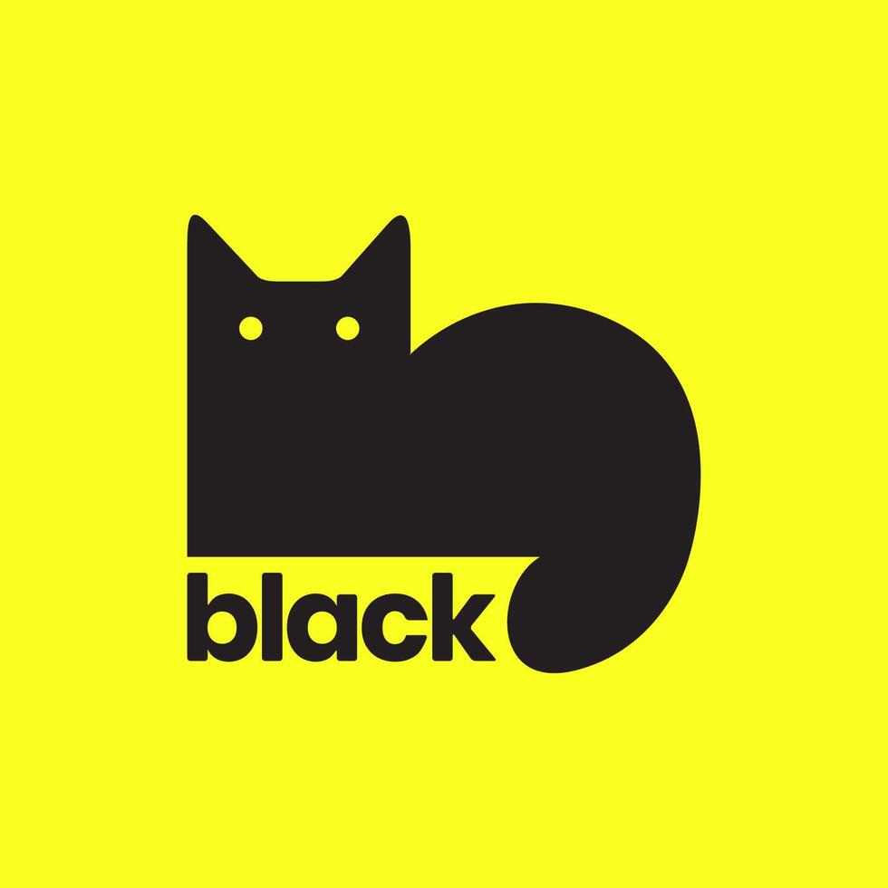 gato negro sentar mascotas mascota plano moderno minimalista sencillo limpiar logo diseño vector icono ilustración