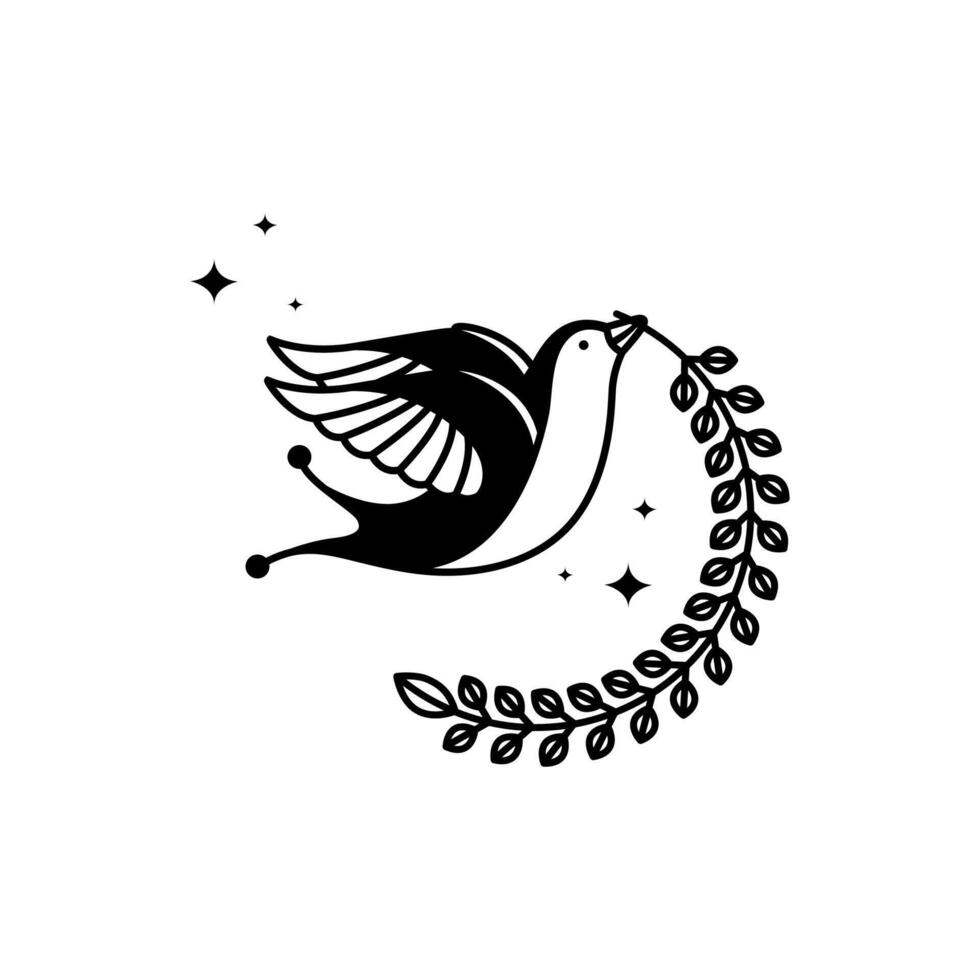 golondrina pájaro volador con hojas nido moderno mascota personaje logo diseño vector icono ilustración