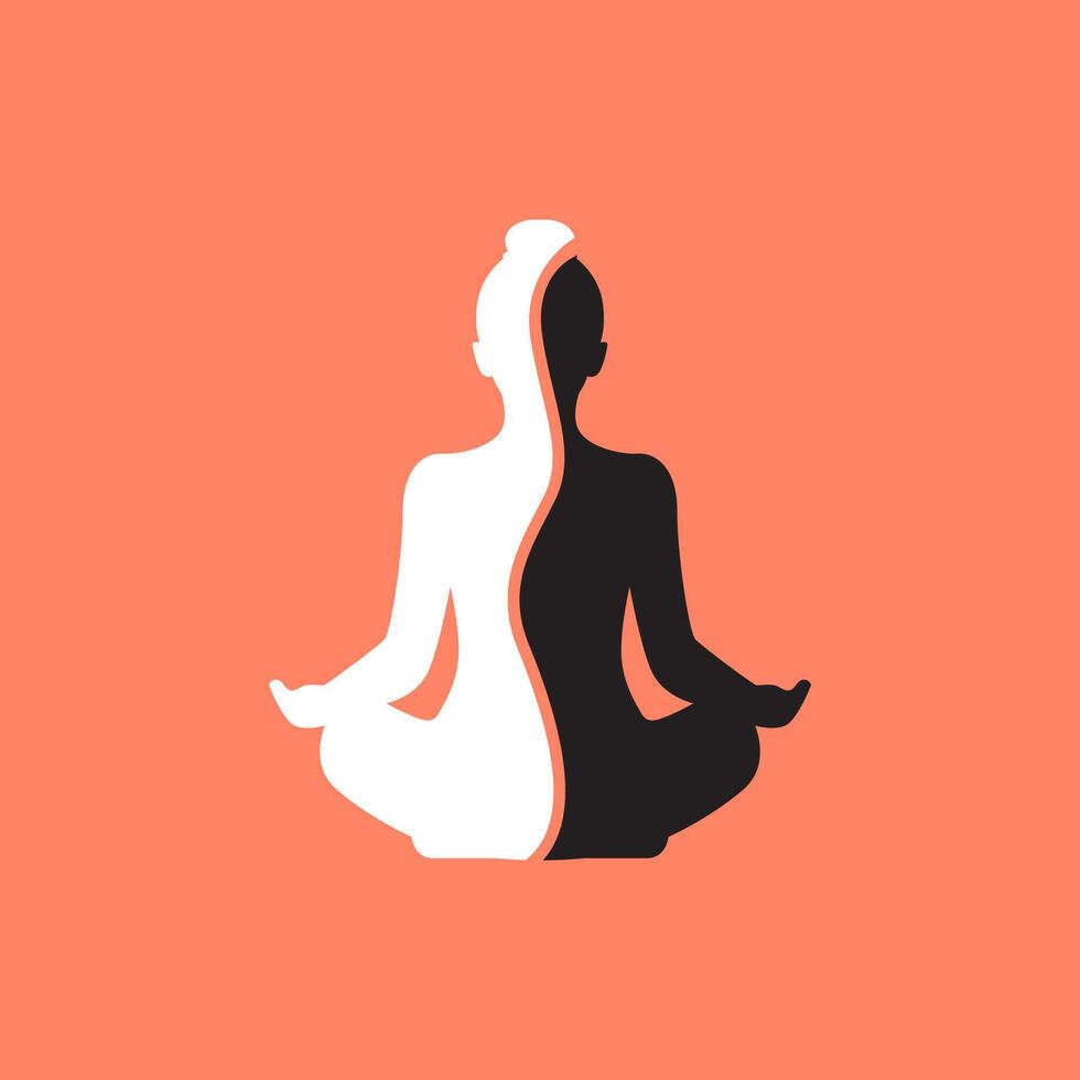 humano relajarse alma yoga actitud postura sentado moderno minimalista sencillo logo diseño vector icono ilustración