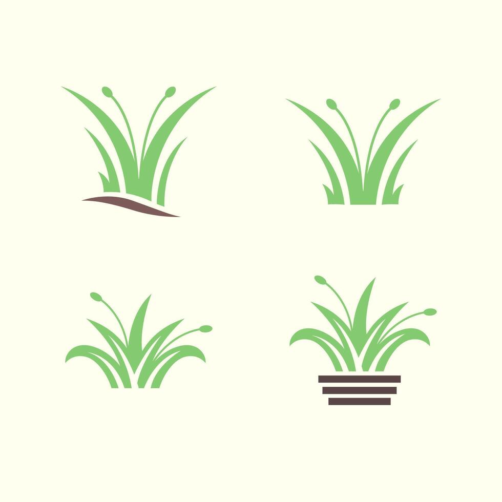 césped planta jardín florero ollas conjunto colección moderno verde yarda logo diseño vector icono ilustración