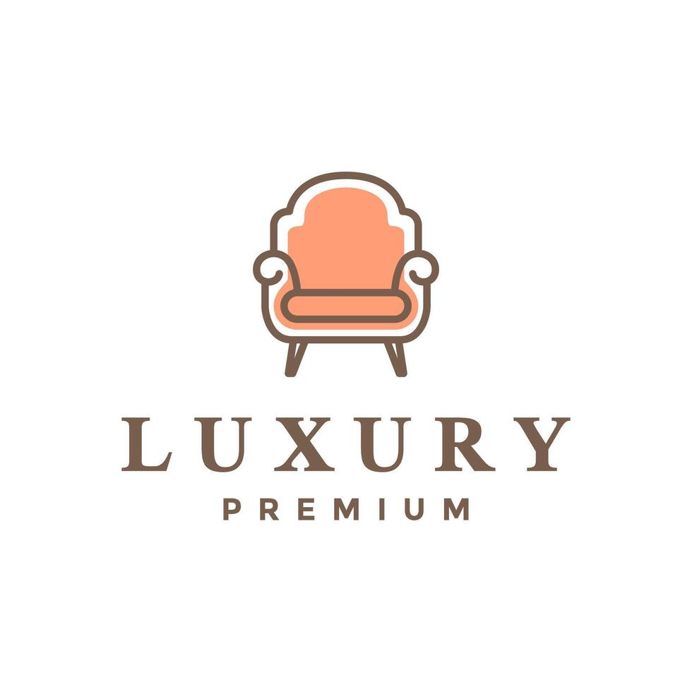 classic leather club chair simple line style logo design vector icon illustration