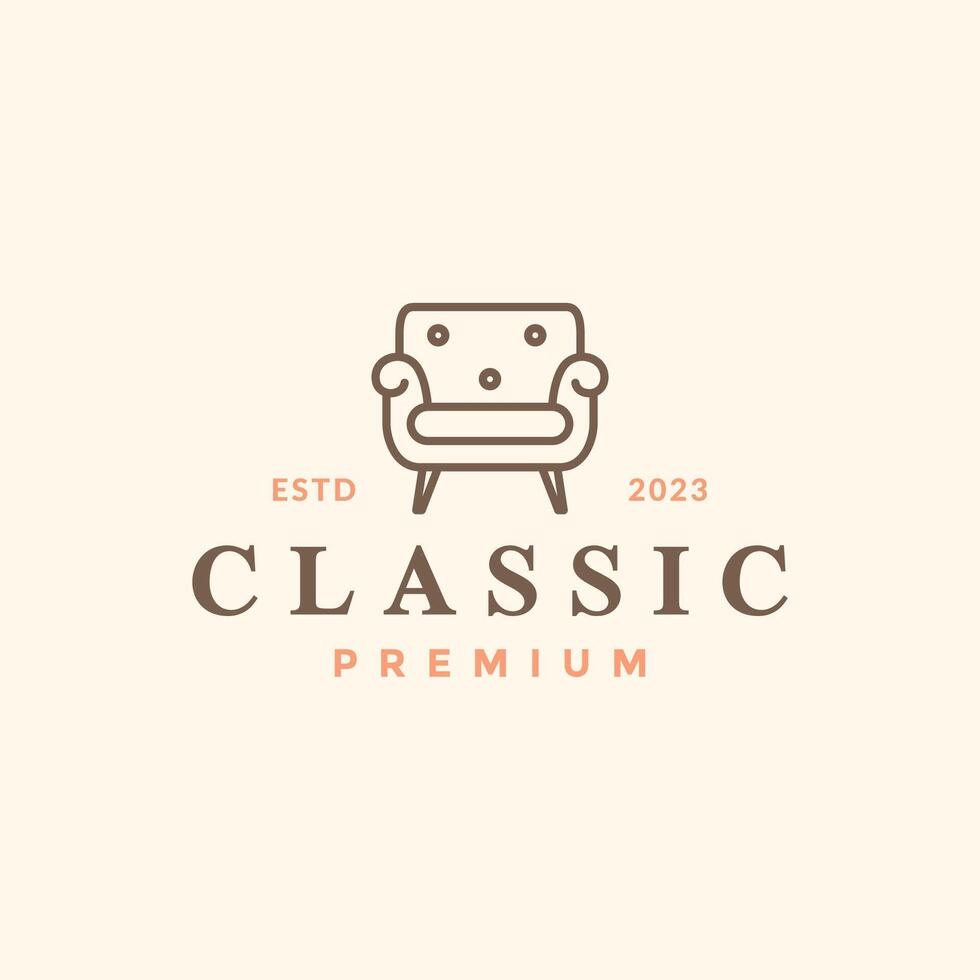 clásico cuero club silla sencillo línea estilo Clásico hipster logo diseño vector icono ilustración