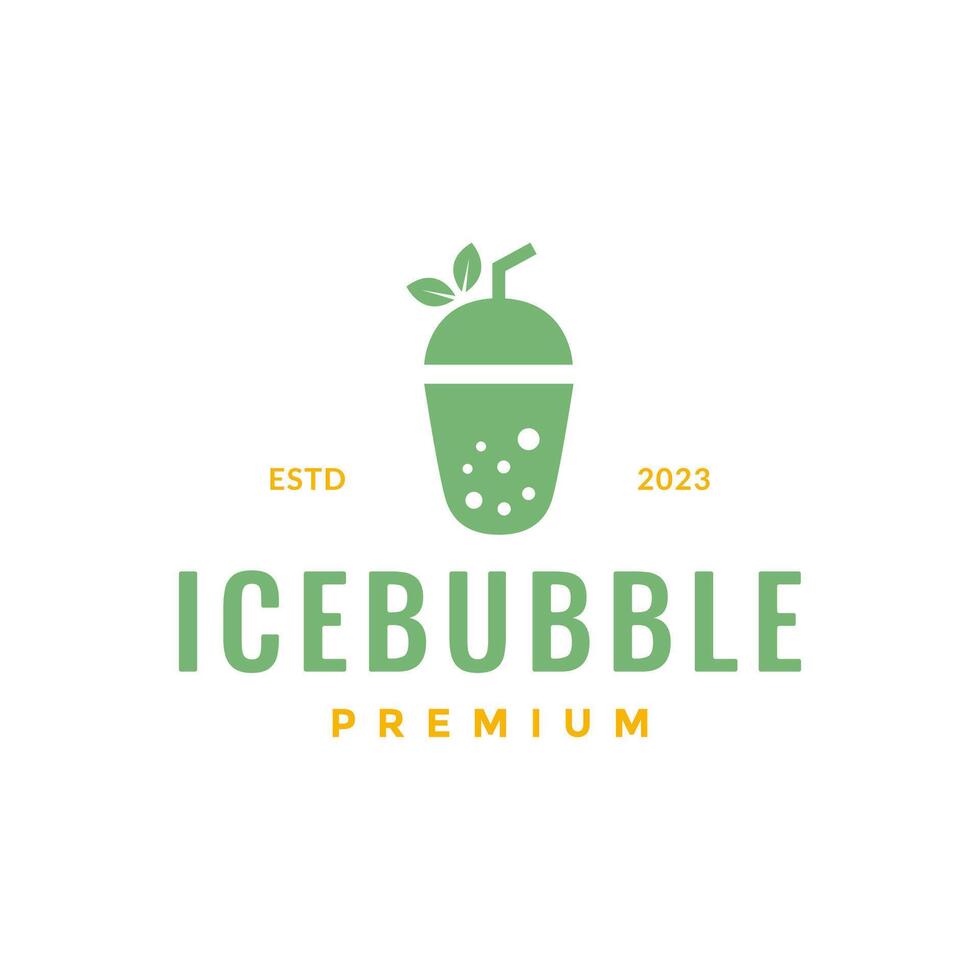 ice drink bubble nature leaves juice colorful simple logo design vector icon illustration