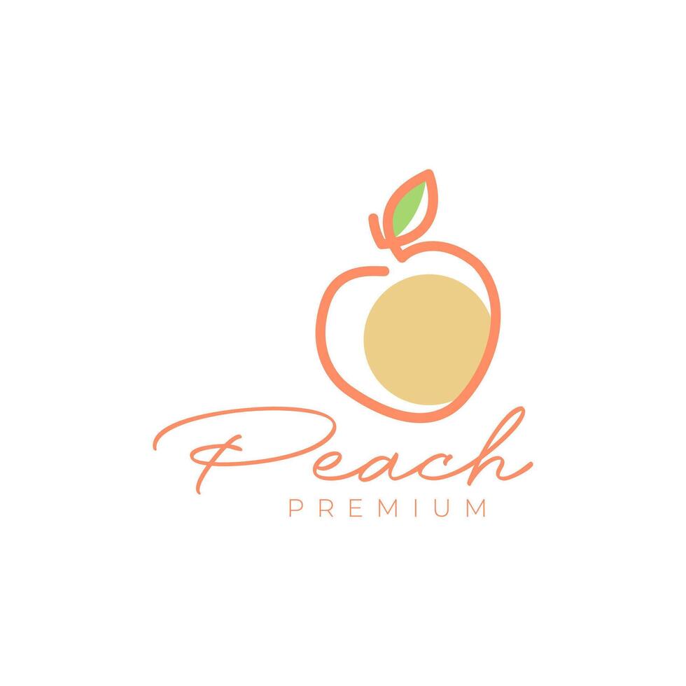 Fresco Fruta melocotón femenino línea estilo sencillo moderno logo diseño vector icono ilustración