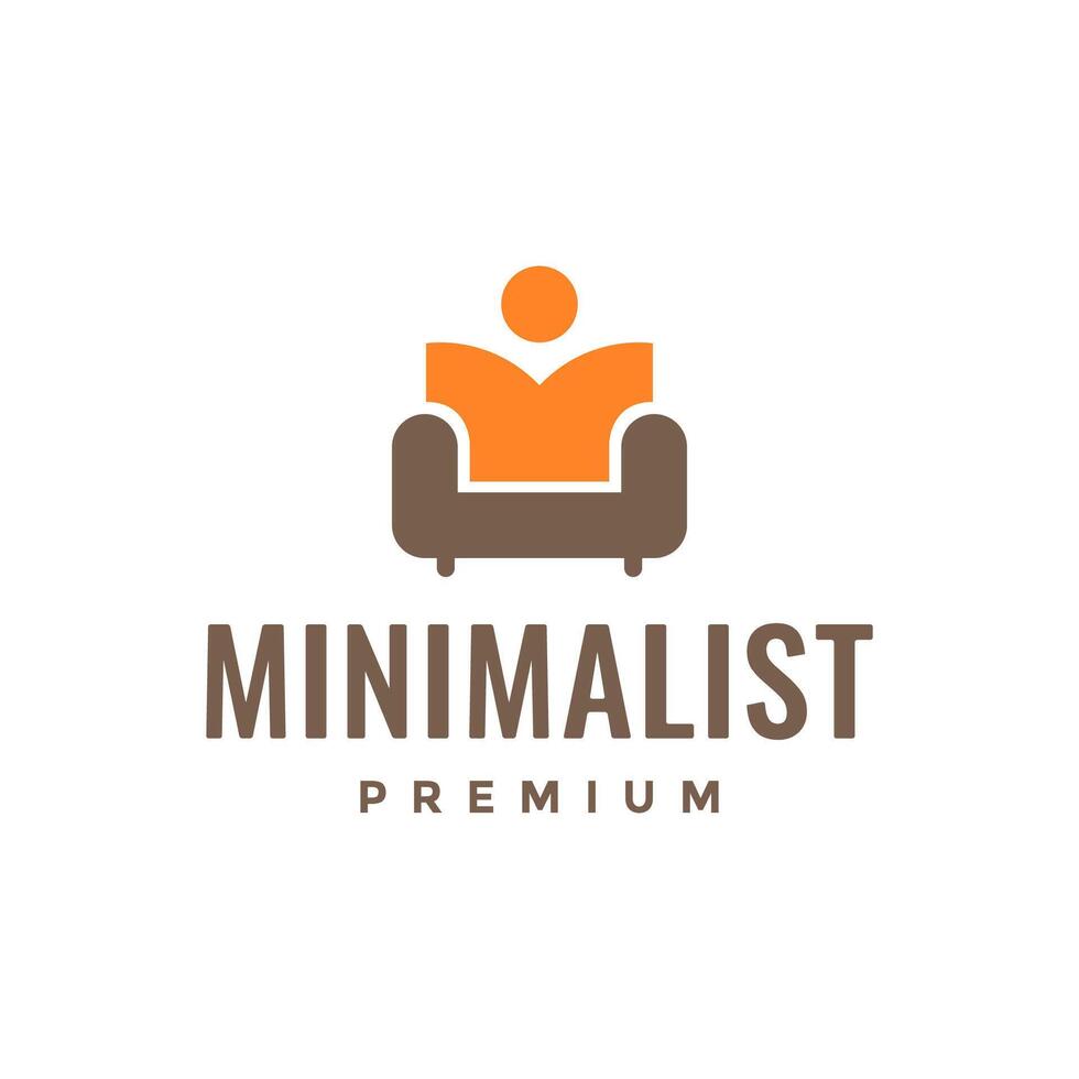 sofa armchair relax people sit modern interior furniture simple flat minimalist logo design vector icon illustration