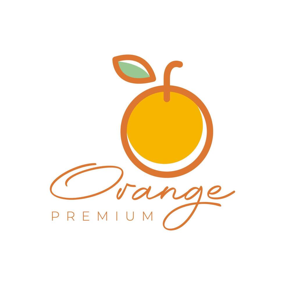 orange fruit fresh simple style line colorful modern logo design vector icon illustration