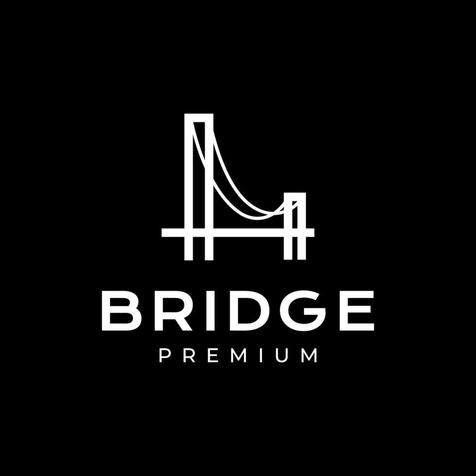 largo puente construcción sencillo estilo mínimo línea edificio logo diseño vector icono ilustración