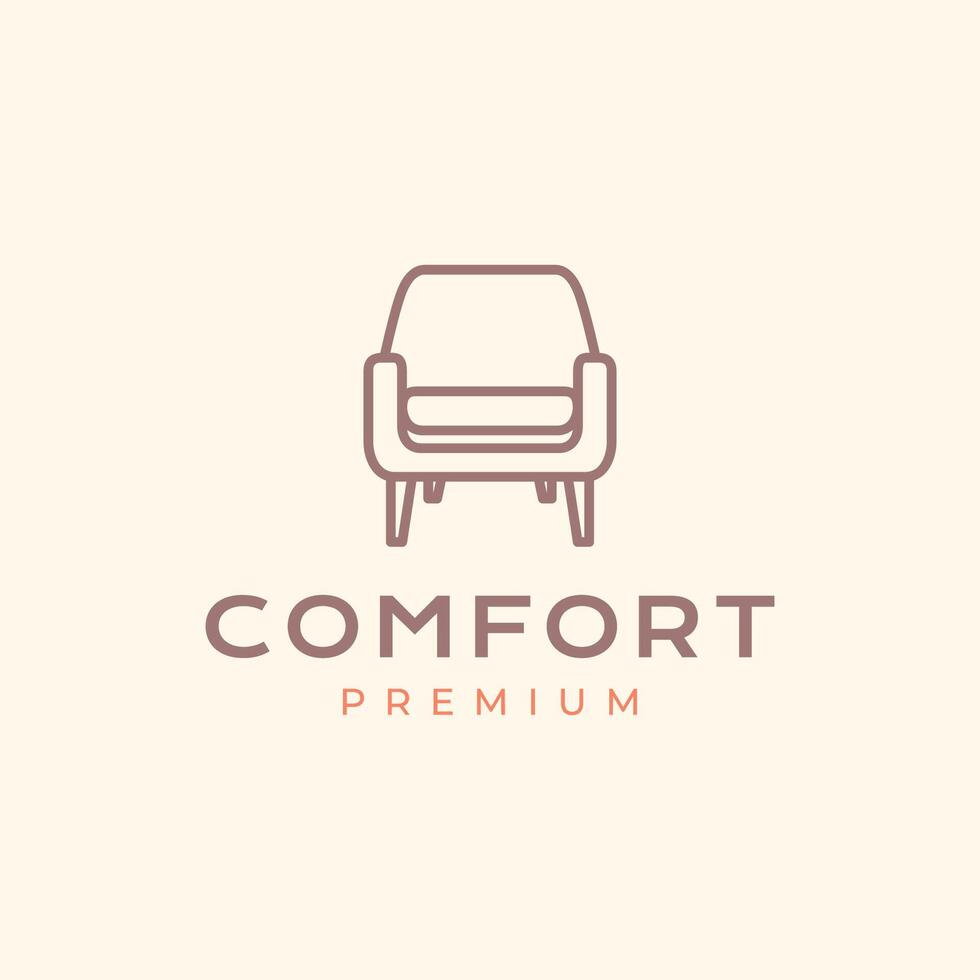 armchair furniture property interior minimalist simple style line modern logo design vector icon illustration