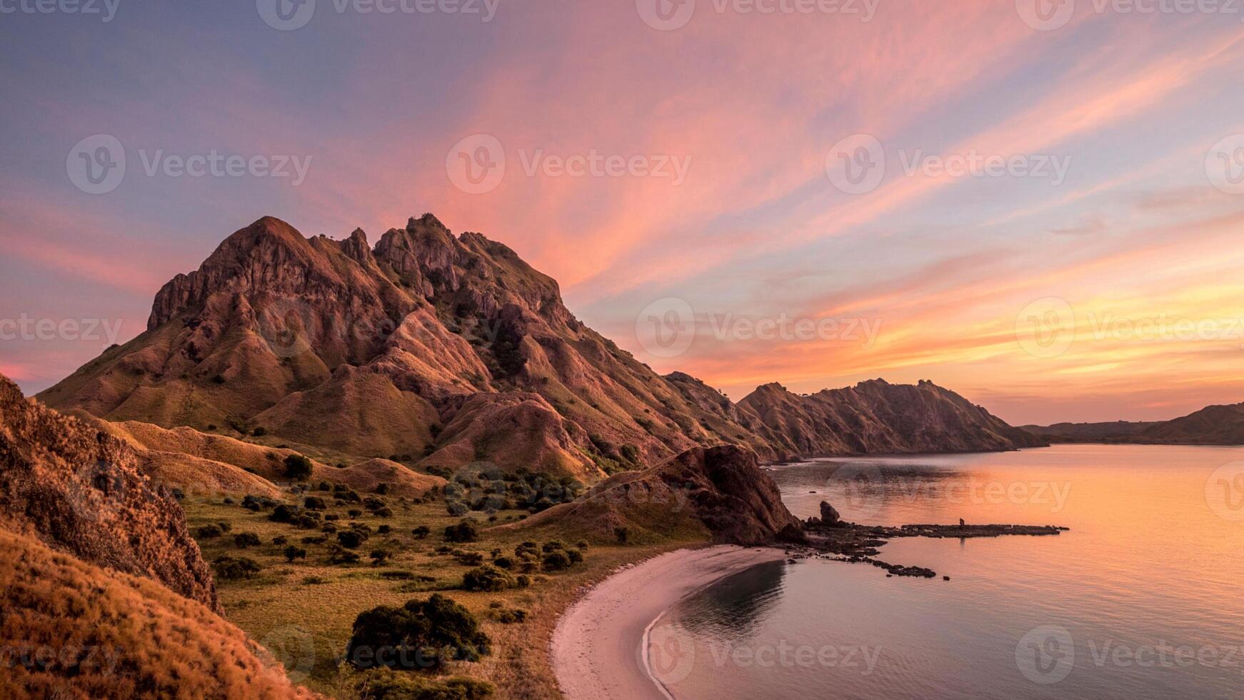 Landscape view from Komodo Island , Indonesia photo