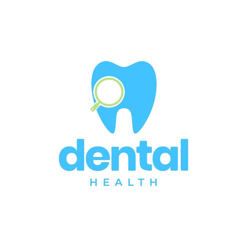 diente dental con aumentador vaso cuidado salud tratamiento plano moderno logo diseño vector icono ilustración