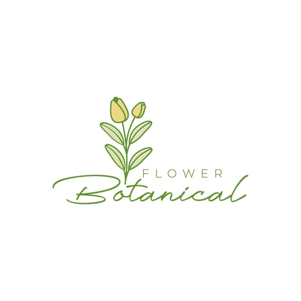 flower bud plant growth feminine colorful lines style simple logo design vector icon illustration