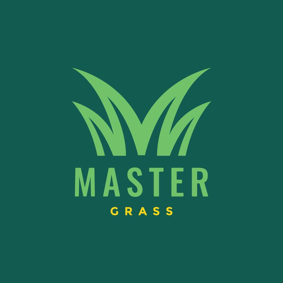 letter m with grass green nature yard logo design vector icon illustration