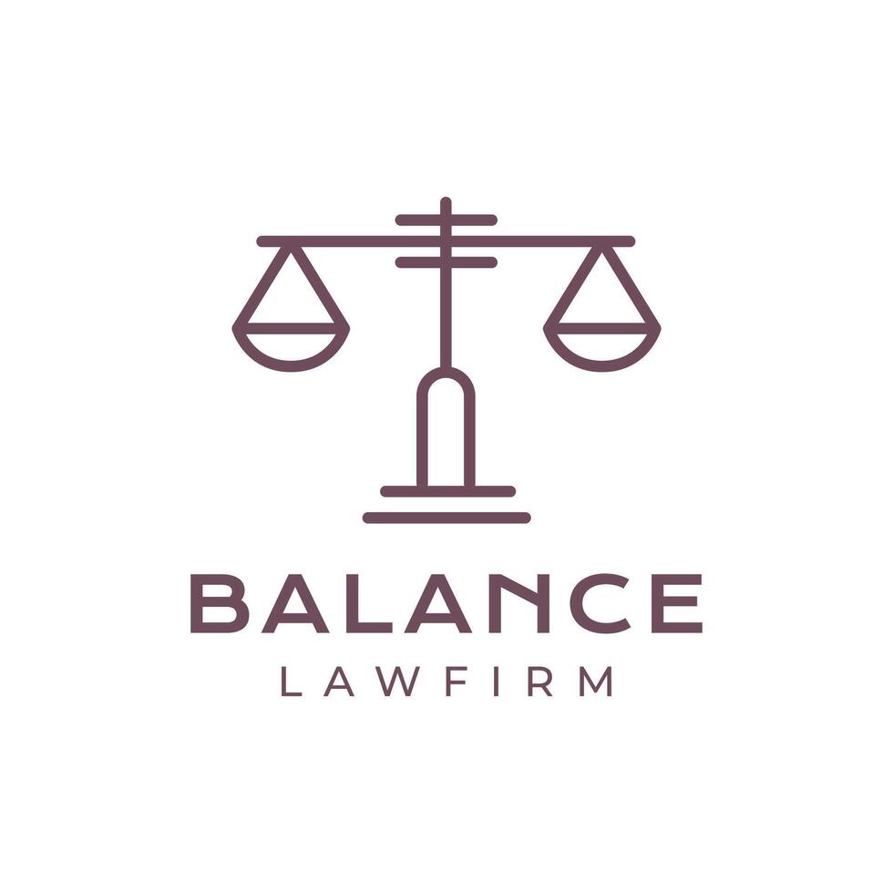 balance scale attorney law firm modern line style simple minimal logo design vector icon illustration