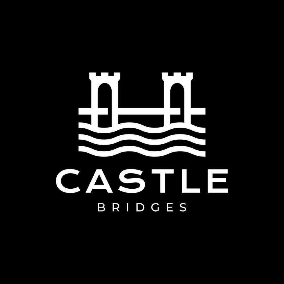 cable permaneció puente castillo mar lago Oceano construcción sencillo logo diseño vector icono ilustración