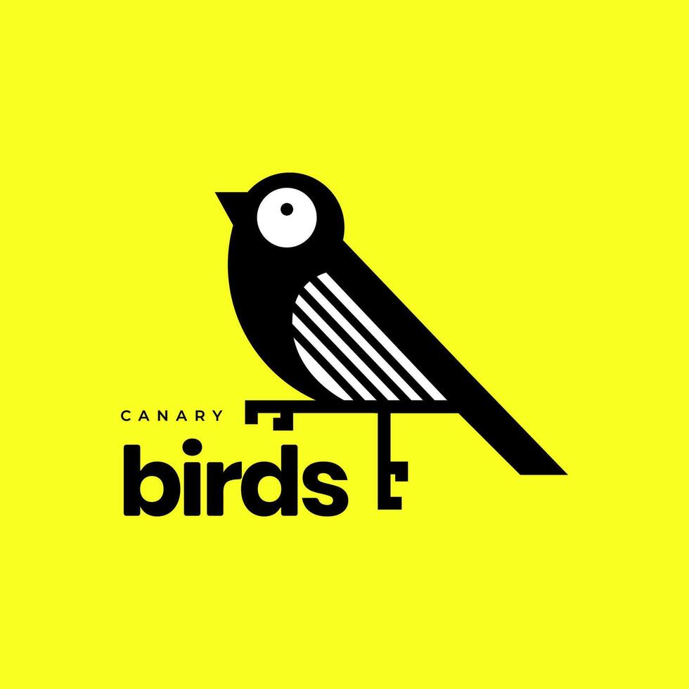 canary bird geometric modern circle rounded simple clean flat minimal mascot logo design vector icon illustration