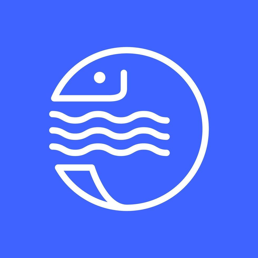 fish wave water circle line minimal clean geometric mascot logo design vector icon illustration