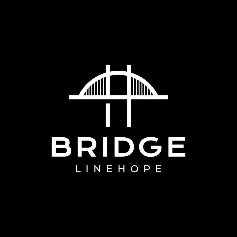 tied arch bridge construction line style simple minimal modern logo design vector icon illustration