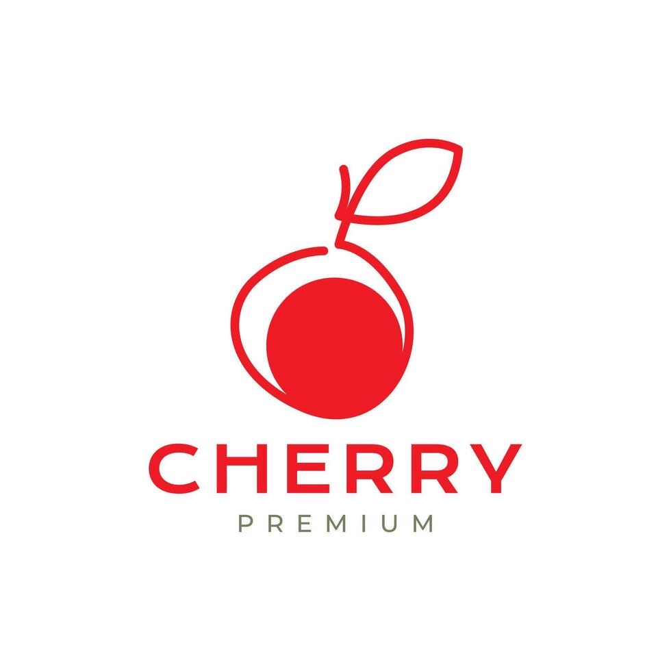 fresh fruit cherry line style art minimal colorful modern simple logo design vector icon illustration