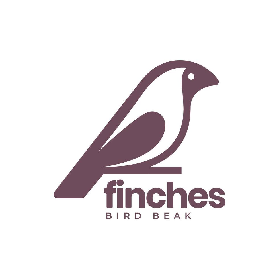 finches bird perched branch tree modern simple flat mascot logo design vector icon illustration