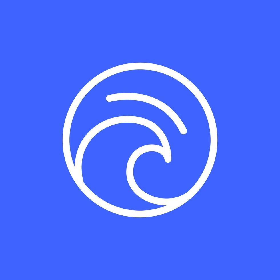 ocean wave water simple shape style line circle rounded logo design vector icon illustration