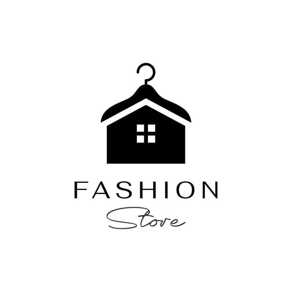 house fashion store hanger boutique modern simple clean flat logo design vector icon illustration