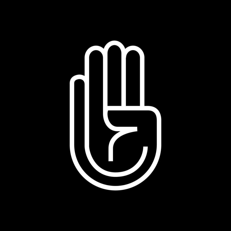 four finger hand line style simple minimalist logo design vector icon illustration