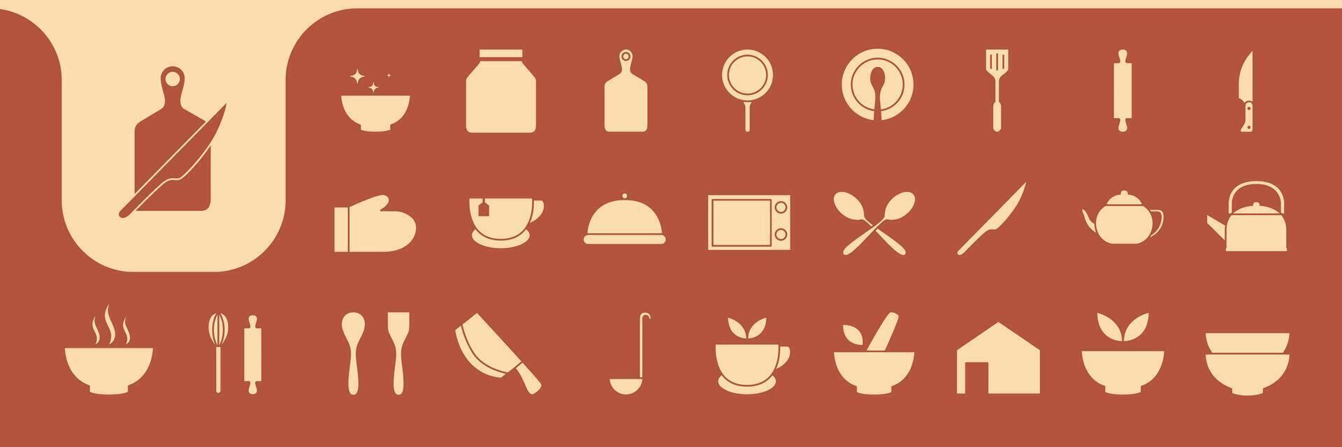 kitchen equipment flat minimal icon logo design vector