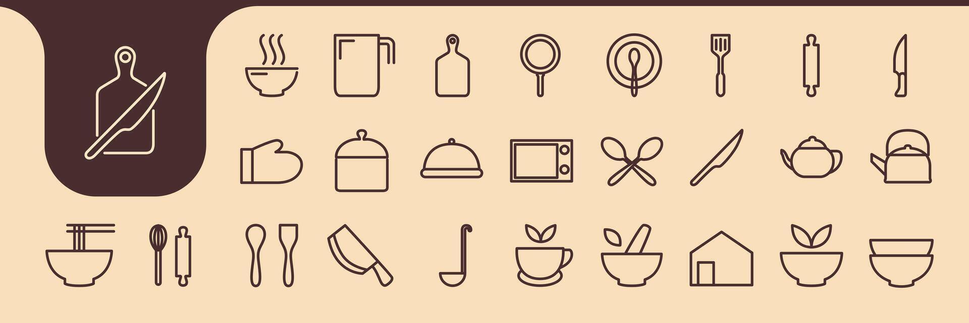 kitchen equipment line minimal icon logo design vector