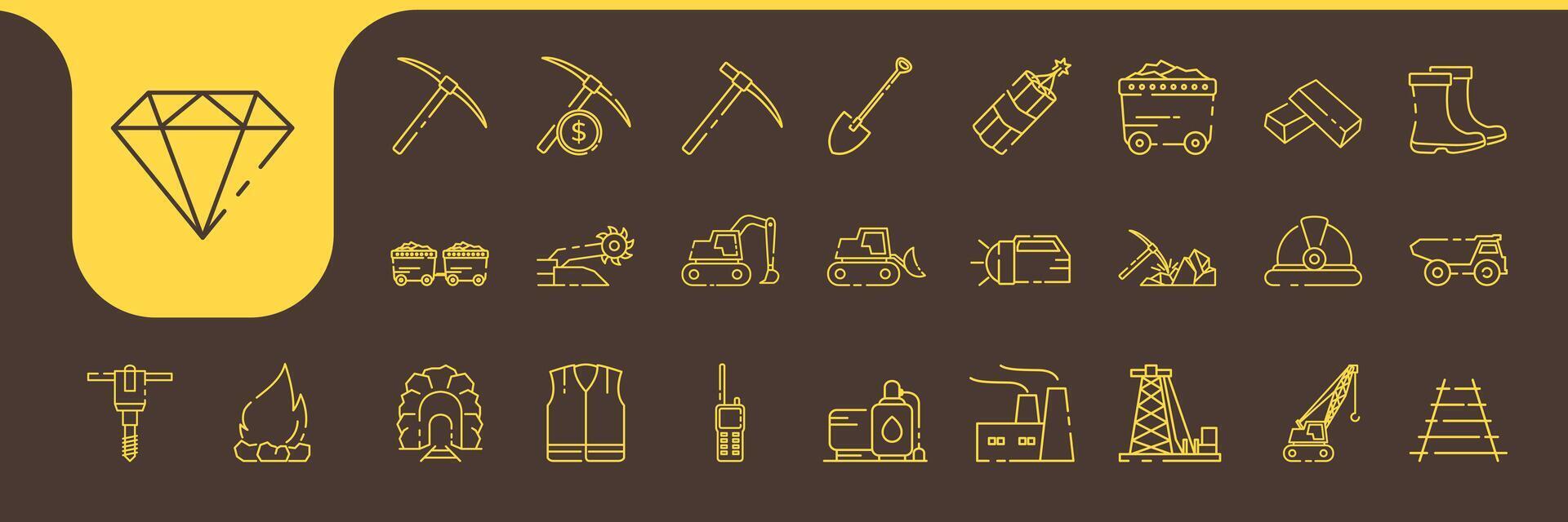 minería equipo línea sencillo icono diseño vector