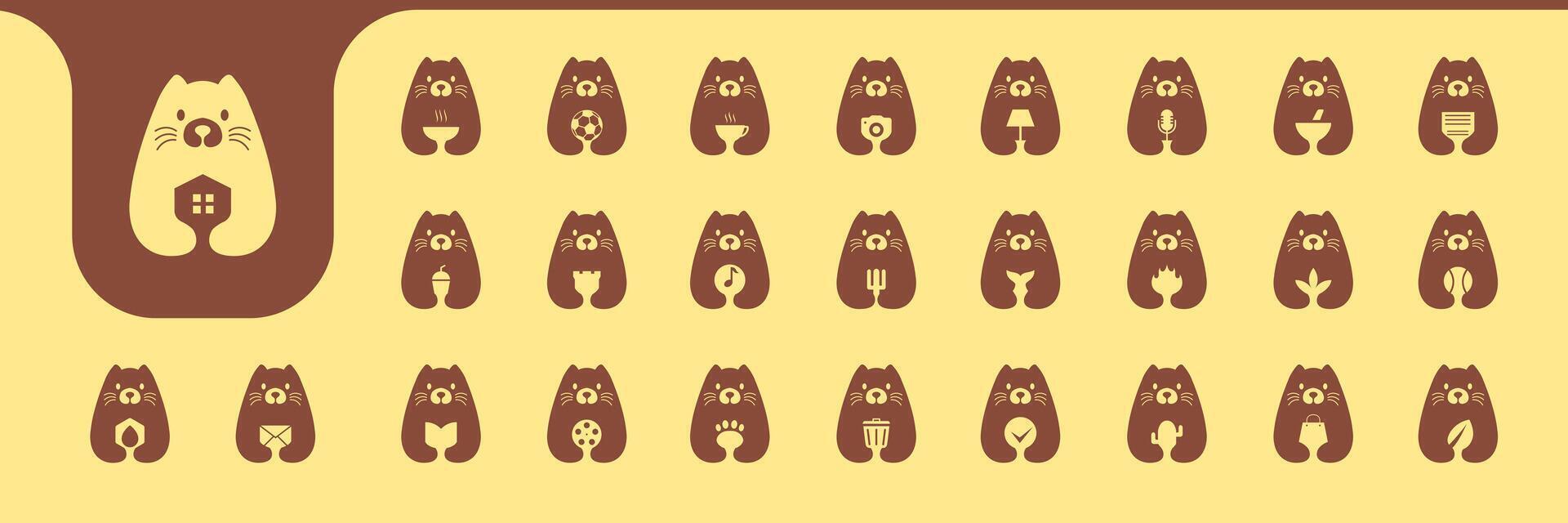 otter cute mascot flat modern icon collection logo design vector