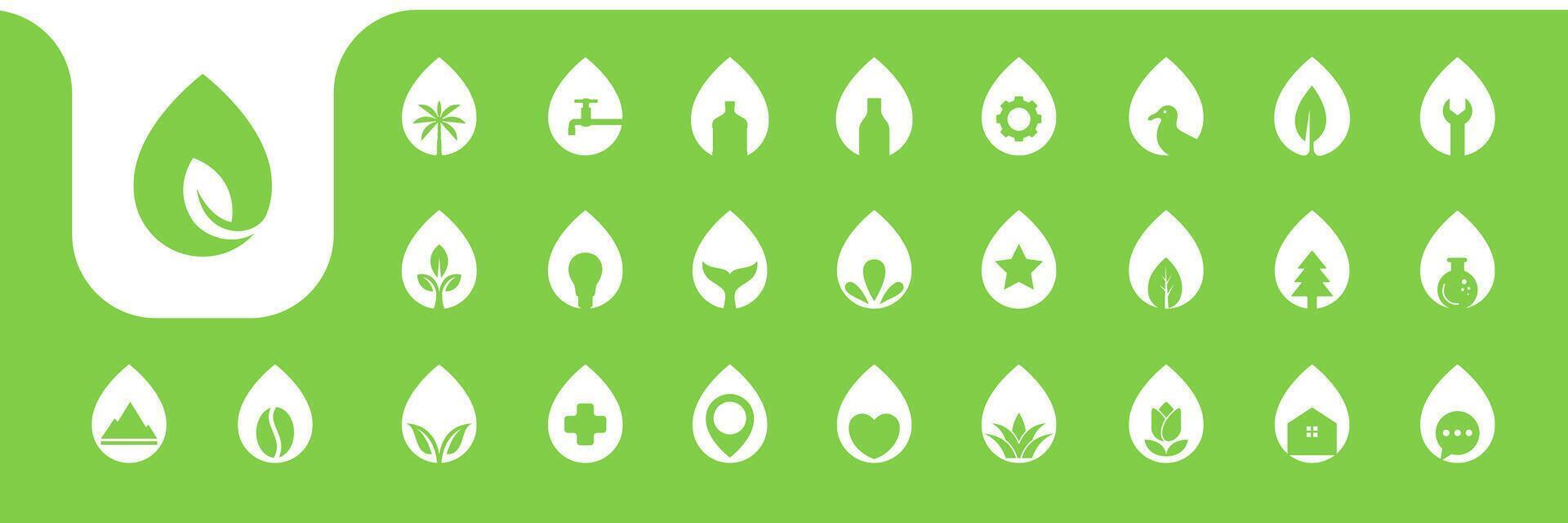 soltar agua naturaleza planta plano icono logo diseño vector