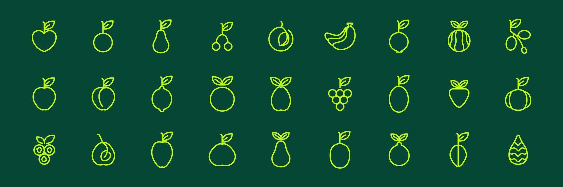 fruits collection line style modern minimal simple icon set logo design vector illustration