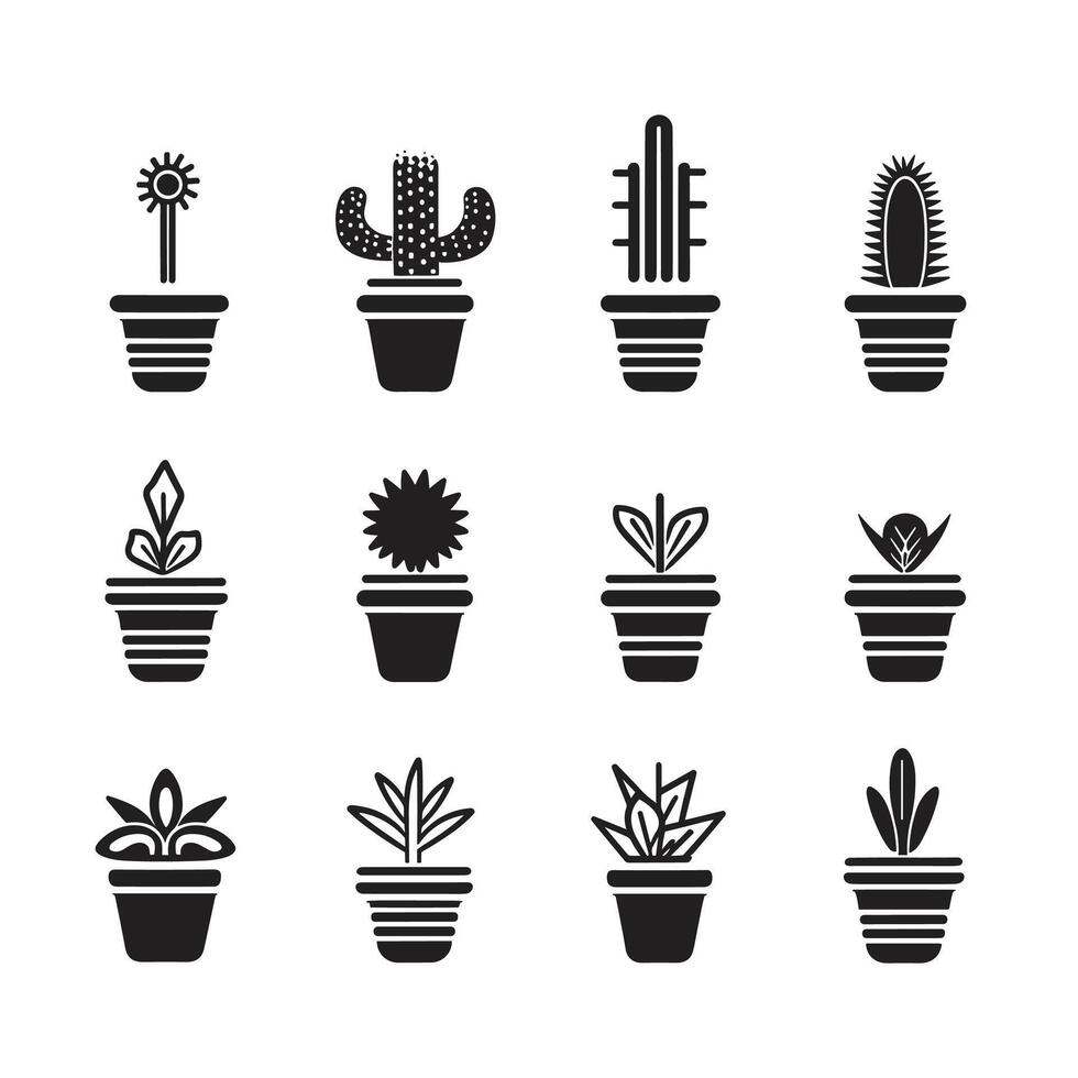 cactus tree logo in modern minimal style vector