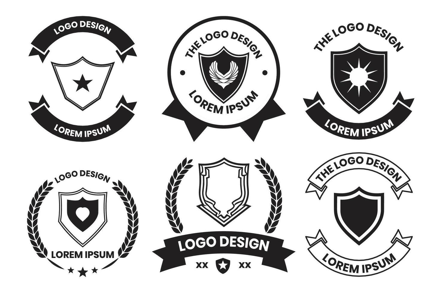 Vintage style shield logo in modern minimal style vector
