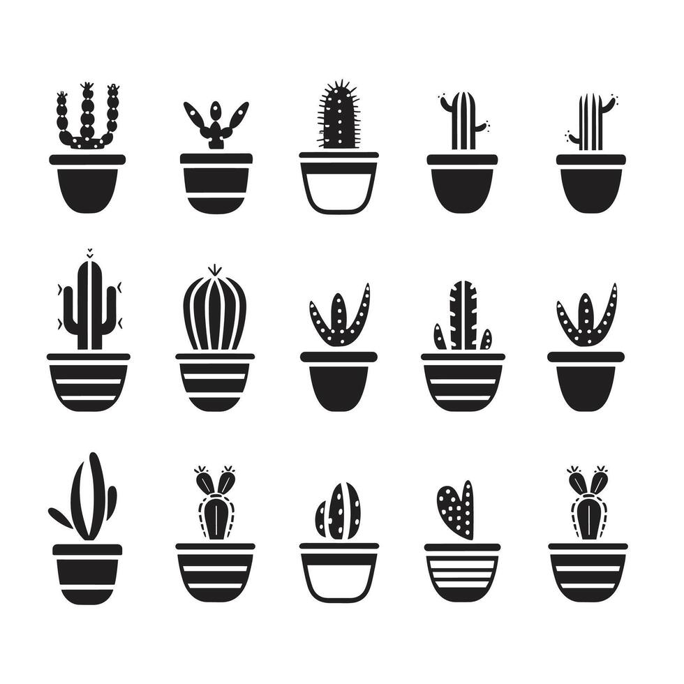 cactus tree logo in modern minimal style vector