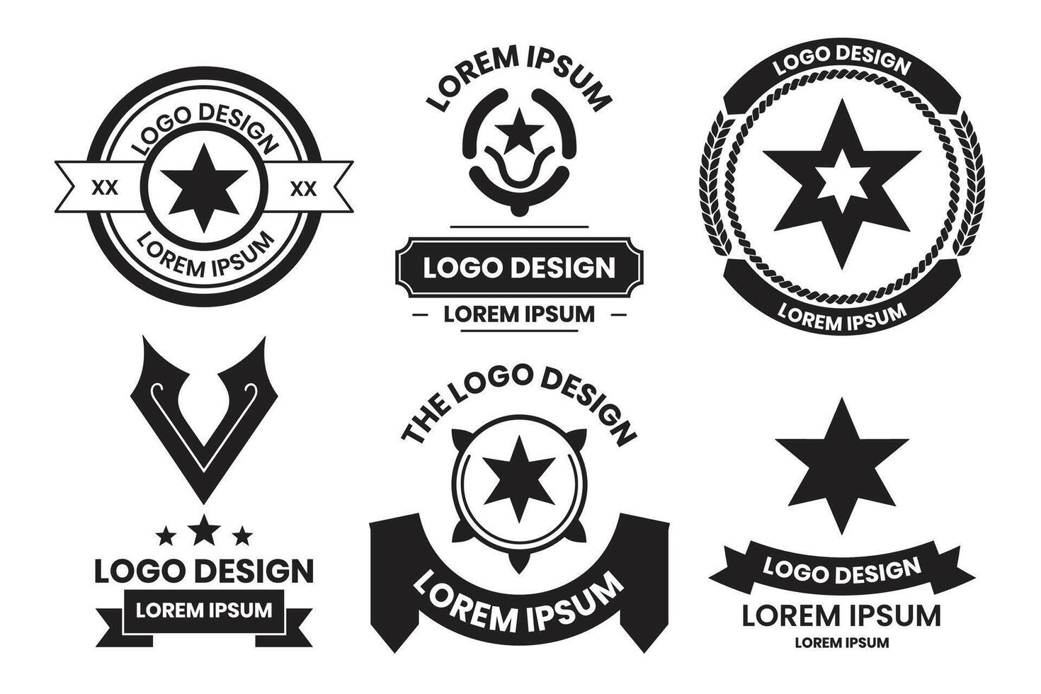 Vintage style star logo in modern minimal style vector