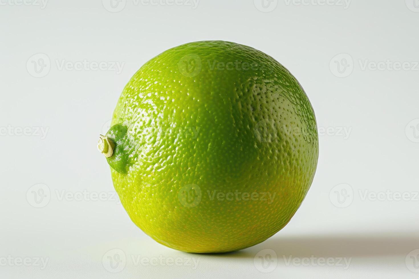 AI generated Lime isolated on White background A lime resting on a plain white table, creating a simple yet striking composition. photo