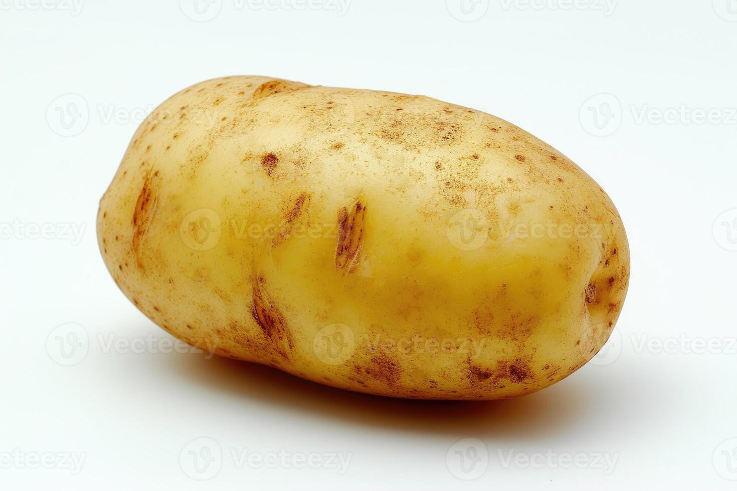 AI generated Close-up a single potato on a white background, highlighting its texture and details. photo