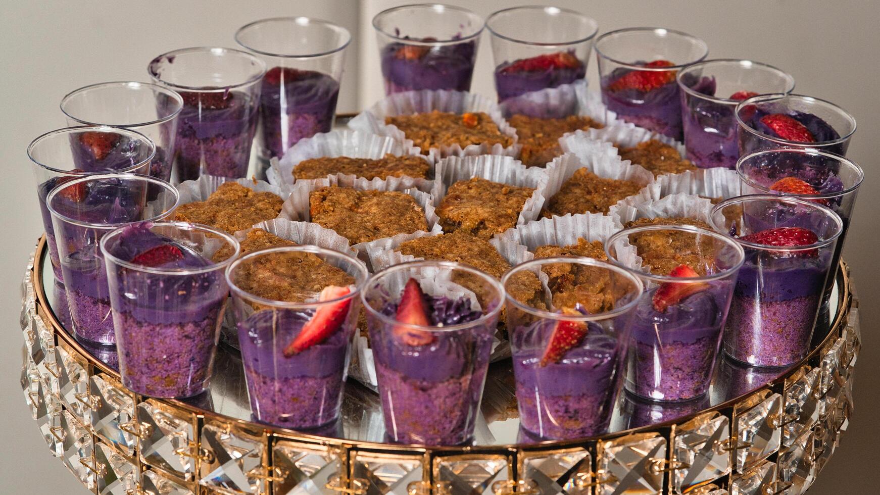 a tray of cake and ube photo