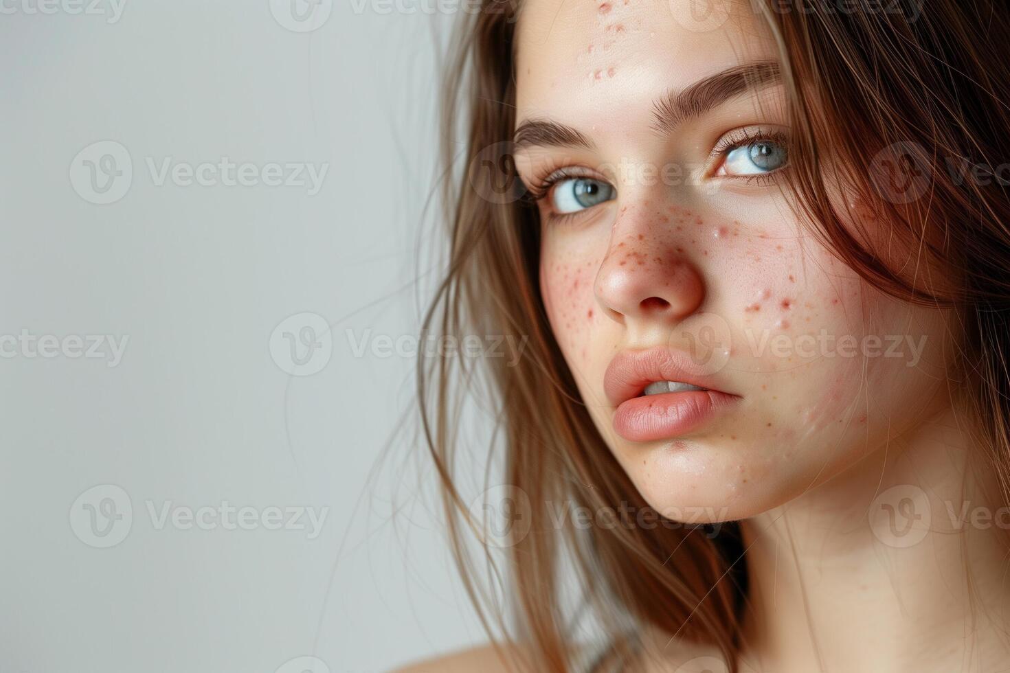 AI generated Gild with acne, skin problems, AI generated photo