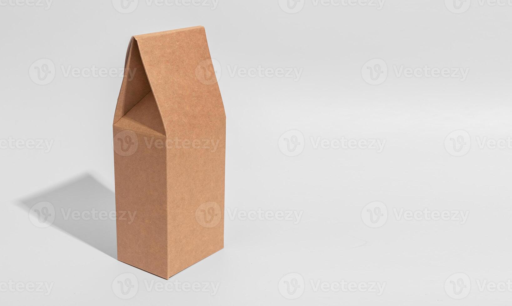 Blank craft product package, brown box mockup. Banner background, copy space photo